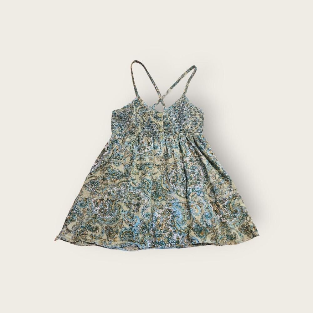 Vintage Y2k Mossimo blue and green paisley floral print boho flowy babydoll cami